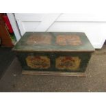 Large painted vintage pine trunk H59cm W123cm D64cm approx