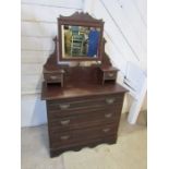 Pine dressing table with mirror H77cm + 77cm mirror W92cm D45cm approx