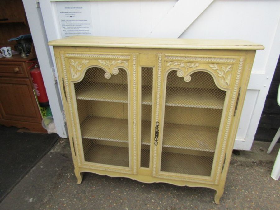 Vintage painted Continental food cupboard H124cm W129cm D44cm approx