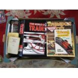 Box of World of Trains magazines and books etc