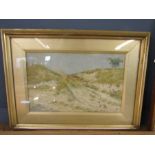 Ruth Dollman 1904 watercolour of poppies on sand dunes 50x37cm