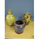 3 pottery vases