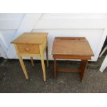 An old school desk and a scrubbed pone table (both re-worked and waxed)