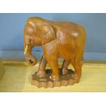 Large teak carved elephant 31cm
