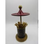 Vintage pop up rotating cigarette dispenser, brass with Oriental design