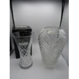 Royal Doulton crystal vase and Zawiercio lead crystal vase 30cm