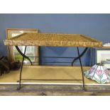 Folding table with wicker tray top