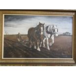 Framed signed painting on board depicting farming scene 46cm x 69cm approx