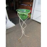 Glass jardiniere on metal stand H102cm approx