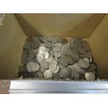 A box of mainly 2 shilling coins 8lbs approx 280 coins