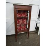 Vintage mahogany display cabinet on legs H142cm W61cm D30cm approx