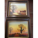 pair of signed oil on board pictures