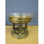 Brass table centre piece with glass dish