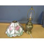 Brass lamp base and tiffany style shade
