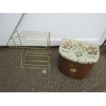 Wooden storage seat with upholstered top and retro plate drying rack