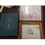 Winnie the Pooh book and 2 prints