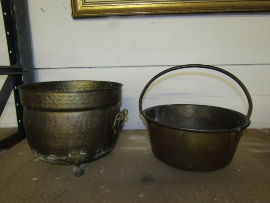 Brass handled pan and bucket