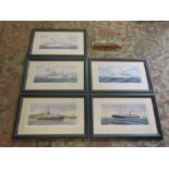 Set of 5 Limited to 750 numbered pencil signed Andrew Dibben ship prints and ceramic Artemis