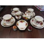 'Cottage Rose'' tea set for 4- 4 cups and saucers, 4 cake plate, sugar bowl with lid, milk jug,
