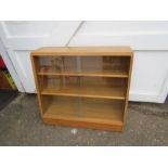 Oak display cabinet with angled front H85cm W91cm D34cm approx