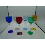 6 coloured "Murano" style long stemmed glass (bought by vendor in Venice)
