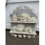 Painted wooden kitchen display with ceramic decoration H75cm approx