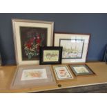 6 Framed paintings by local artist Lorna Lunn, most are signed