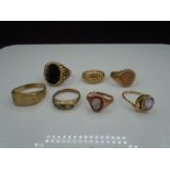7x 9ct gold rings (some with stones), gross weight 25g