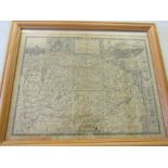 Framed map of Norfolk 48cm x 58cm approx