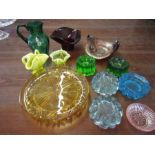 A quantity of coloured glass inc carnival glass