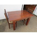 Solid oak table with 2 chairs