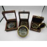 Compass collection- sundial compass, map reader compass, natural sine, magnifying brass compass