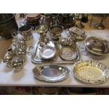 Silver plate table ware inc seving plates, dishes, bowls etc