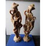 2 Marble style carved Chinese figures 19" tall