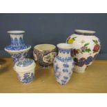 Oriental vases and lidded pot