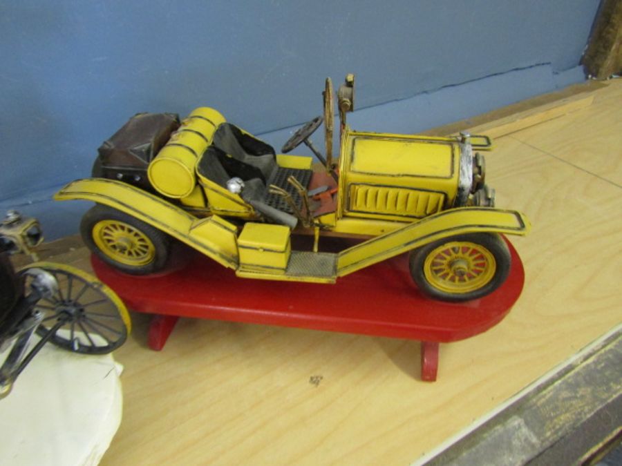 3 Vintage metal cars on stands. Tallest H30cm approx - Bild 3 aus 5