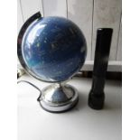 Large mag-light torch and Globe star lamp