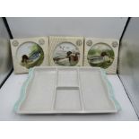 Poole pottery serving tray and 3 plates