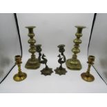 Brass candlesticks inc peacock pair