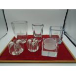 Collection of clear glass vases, candlestick holders etc to incl several pieces of Swedish