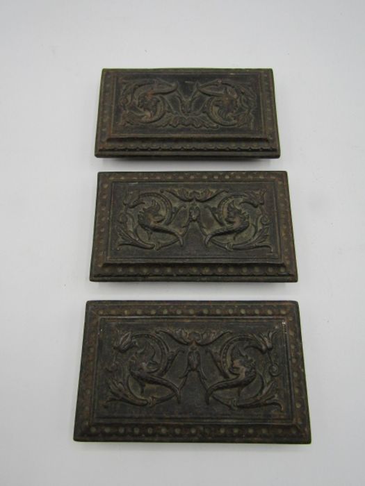 3 heavy brass plaques