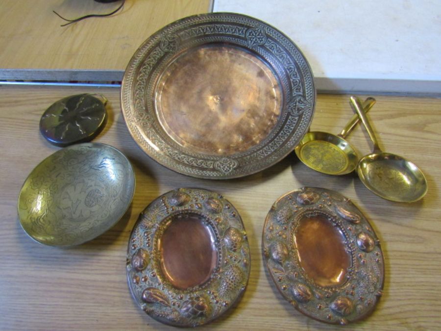 Copper charger and other metalware plaques/plates