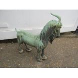 Painted cast iron Billy goat with missing horns H50cm approx