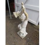 Concrete boy garden statue/water feature with break to base H102cm approx