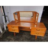 G-Plan dressing table with mirror and stool (mirror needs fixing to table) H63cm W150cm D46cm