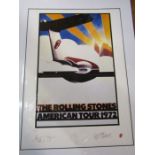 The Rolling Stones 'American Tour' Limited numbered (1787/5000) plate signed lithographic print (