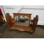 Vintage Pine 3 way dressing table mirror (some loose pieces) H67cm W90cm D22cm approx