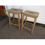 Pair of vintage pine stools H60cm approx