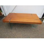 Modern coffee table with glass feet H42cm Top 60cm x 120cm approx
