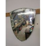 Mid century shield wall mirror H36cm approx